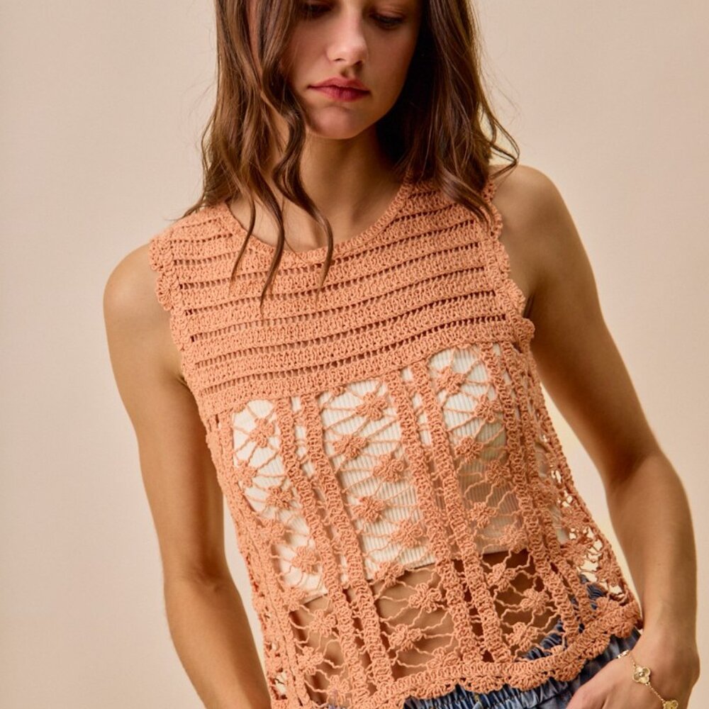 SO ME Crochet Knitted Lace Sweater‎ Tank Top - Picture 8 of 11